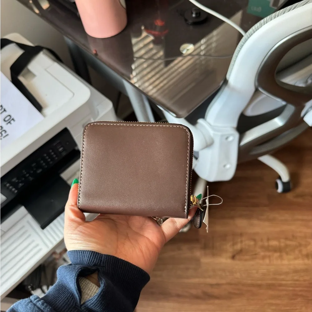 Coach Leather Zip Wallet Maple Brown Billfold NWT Compact Wristlet Style🤎 - Picture 2 of 5